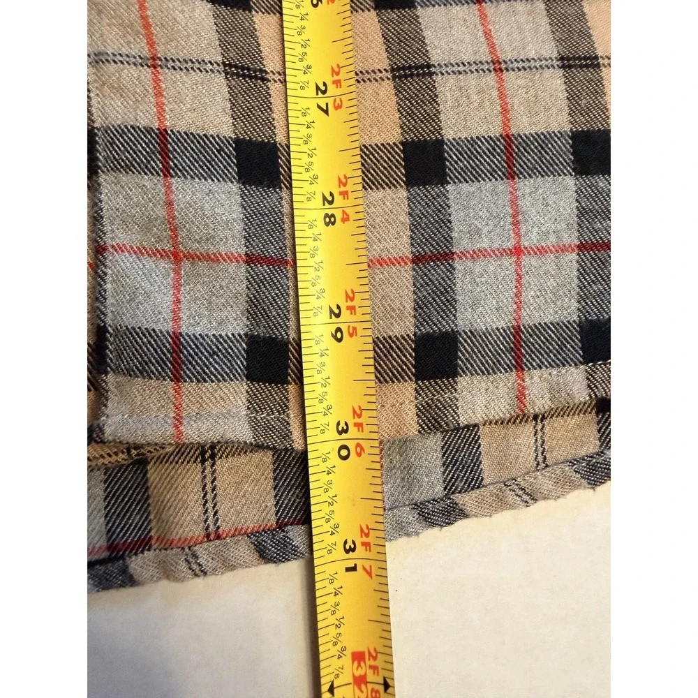 7 Diamonds Luxe Soft Men's Large Tan Gray Black Plaid Check Flannel Shirt